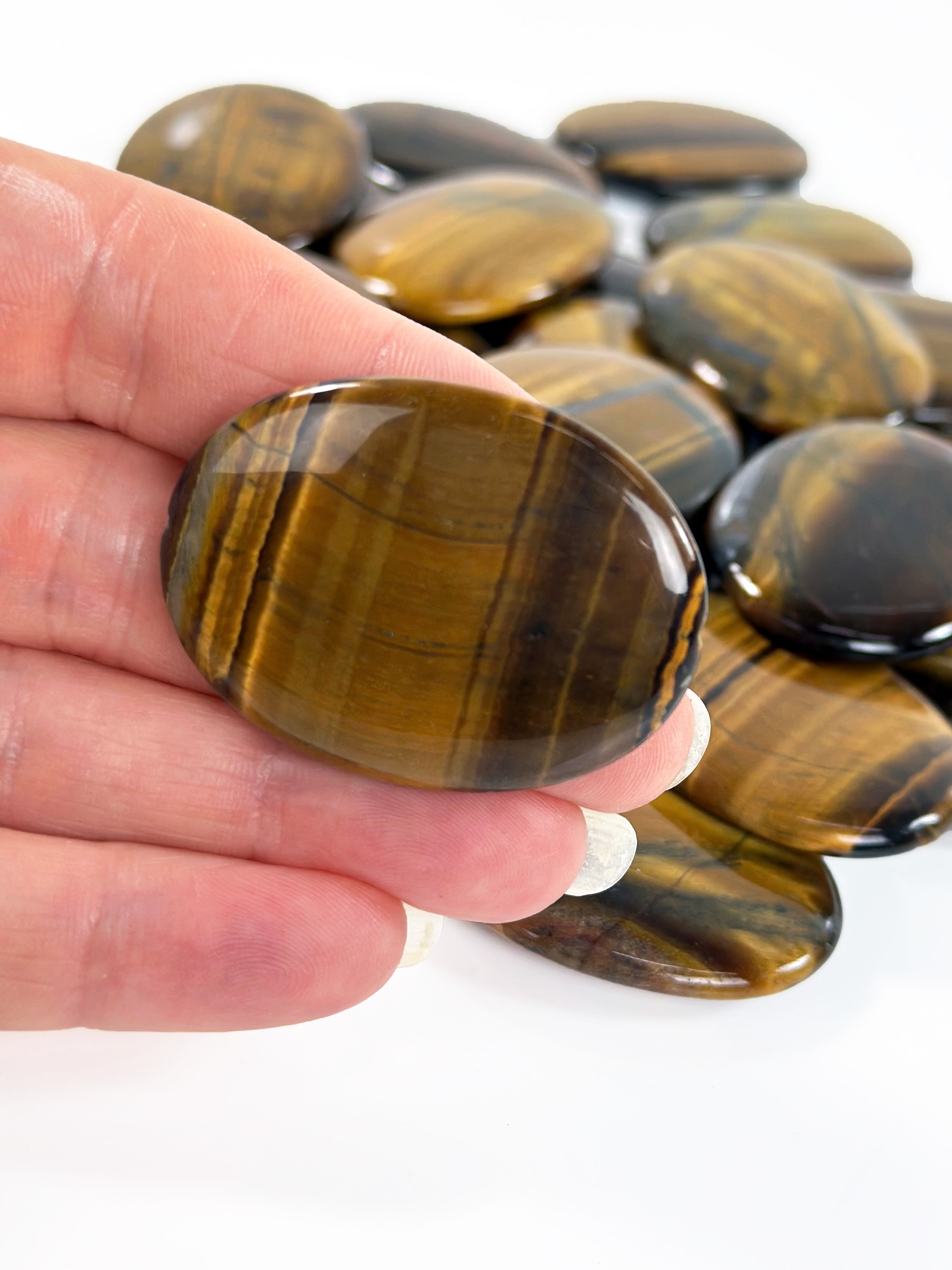 Tiger Eye Smooth Puff Oval 30x40mm - Job Lot 20 pieces
