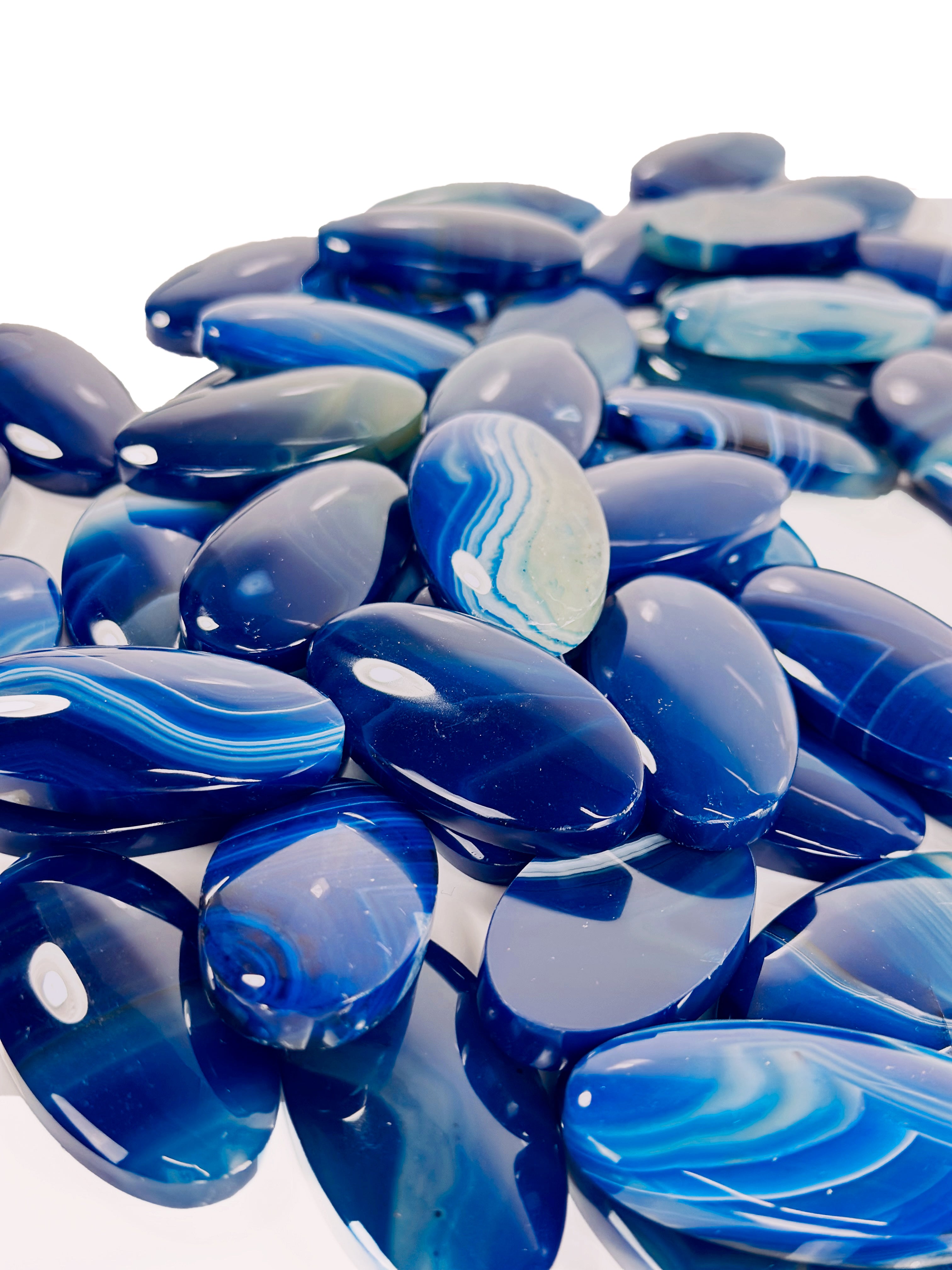 Blue Agate 25x50mm Elongated Oval Cabochons