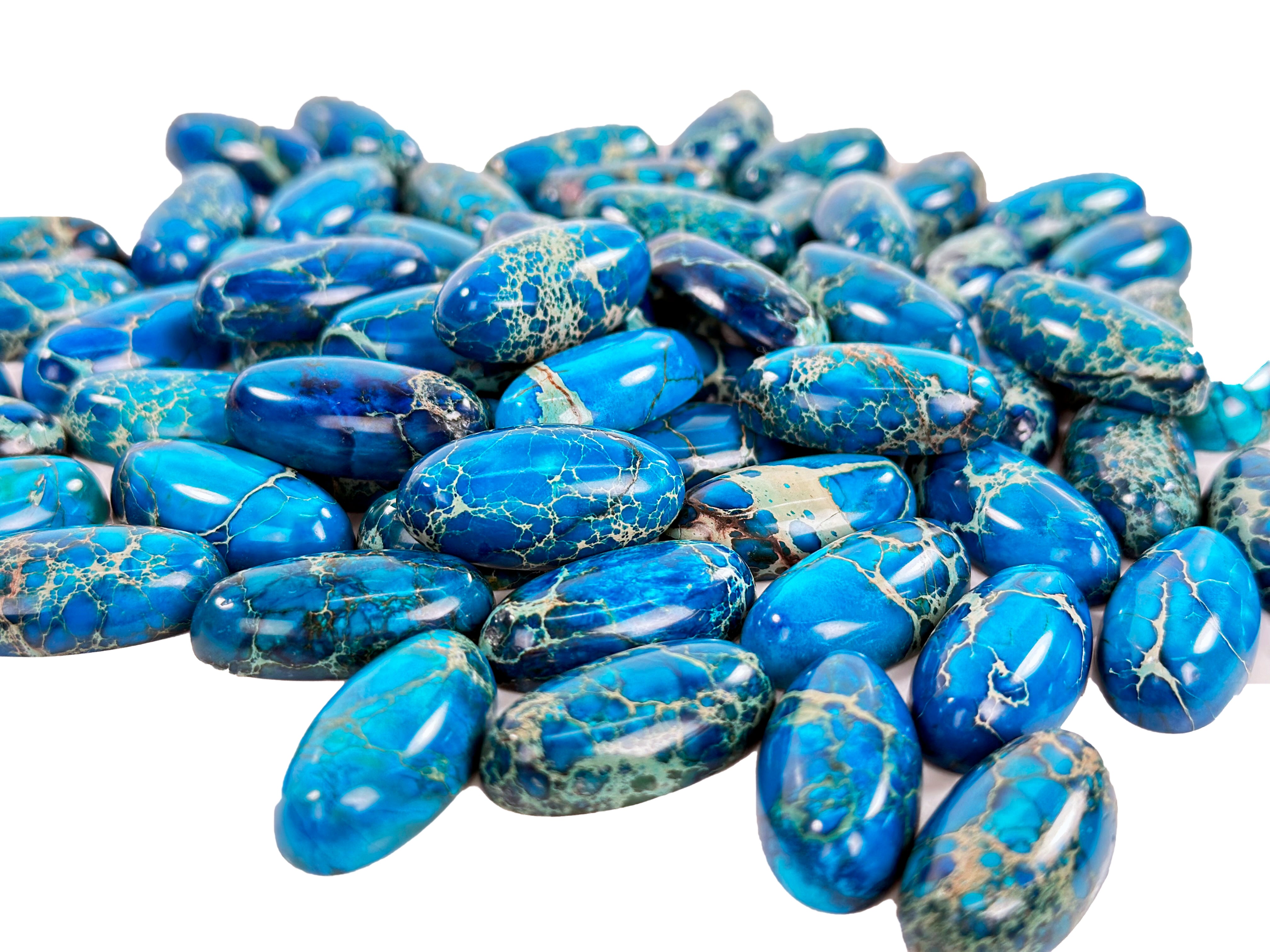 Blue Imperial Terra Jasper 14x28mm Oval Cabochon