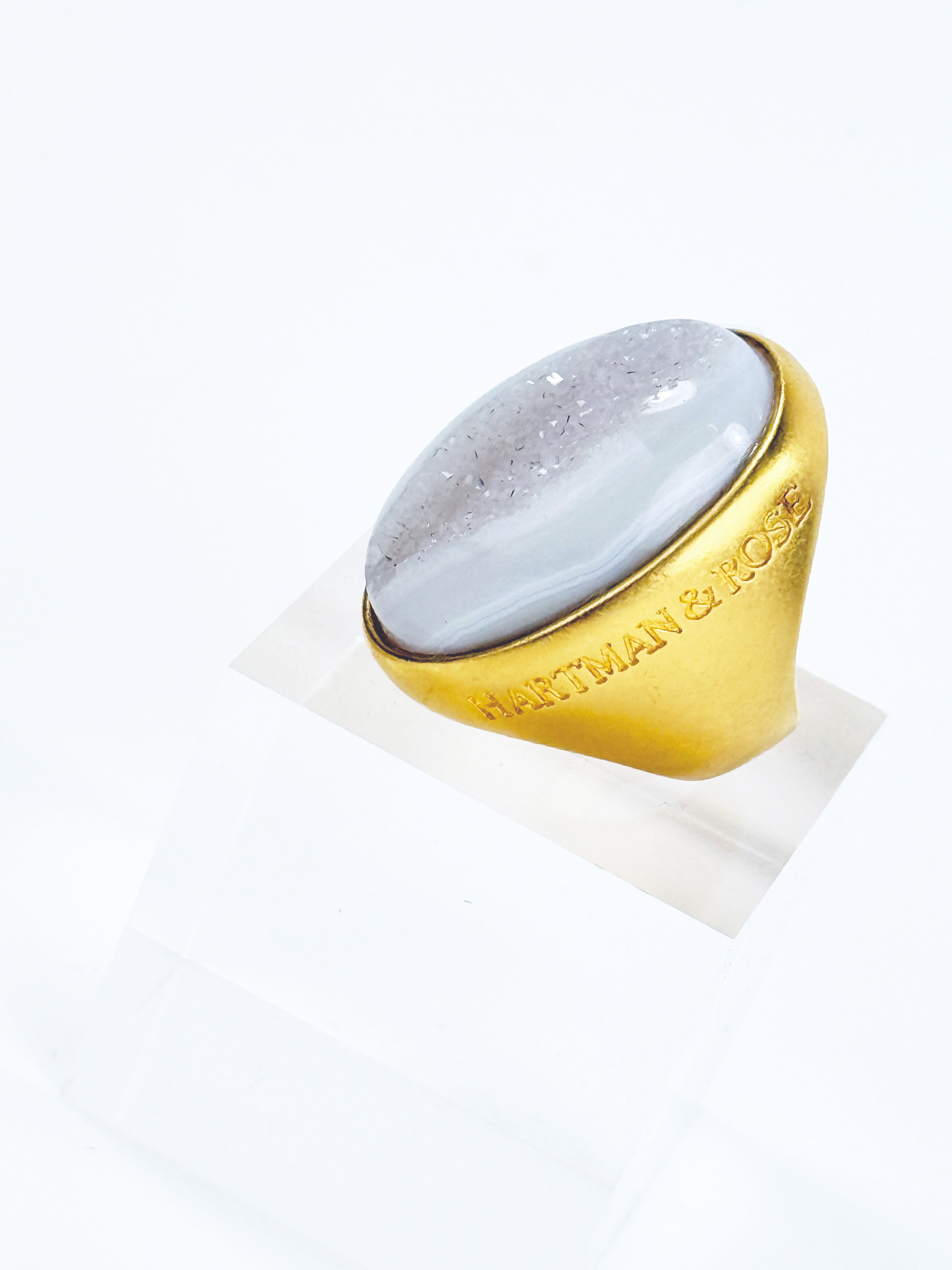 Natural Druzy Agate Oval Ring